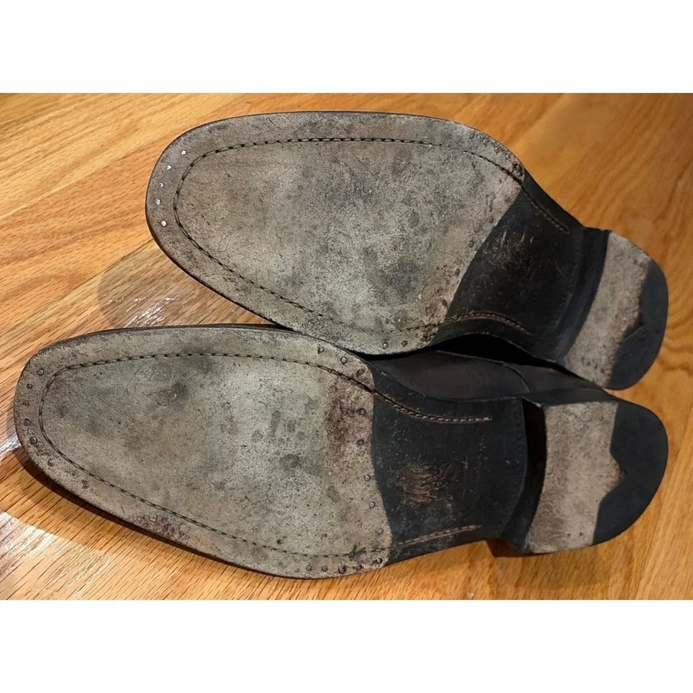 John Varvatos Brown Leather Medallion Toe Chukka Boots Mens‎ 12
